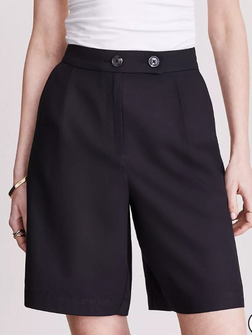 Women's Black High-Waist Tailored Shorts